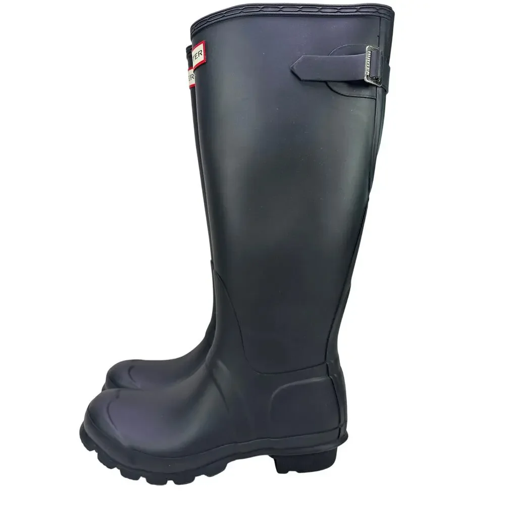 Hunter Original‎ Tall Rubber Rain Boots Womens 7 Black Adjust Buckle